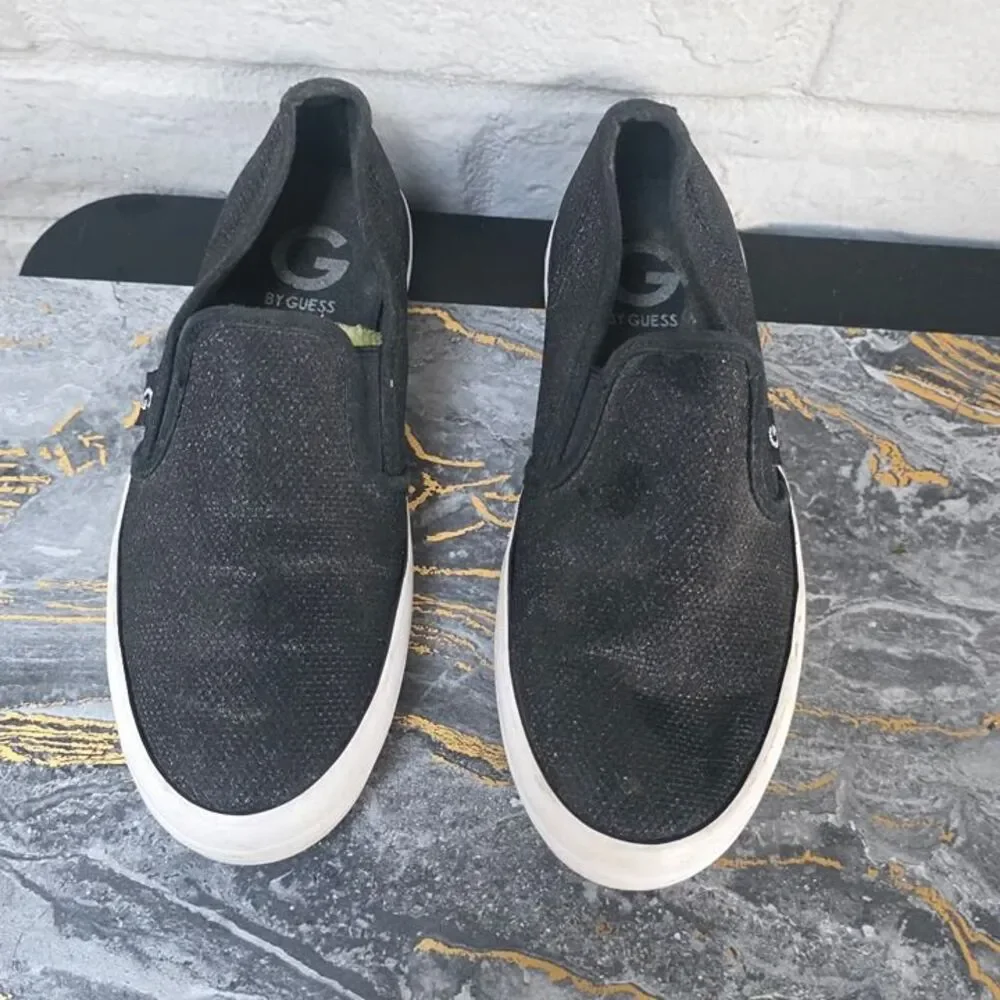 G by Guess GGOCTER2 Black Glitter Sparkly Slip On Sneakers Women’s 6M